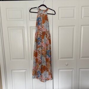 Elegant Floral High-Low Dress - Multicolor